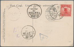 China: 1912, 4 C. Junk Frankings On Ppc (4) Used Shanghai Or Yenchowfu To Europe Via Siberia W. Russ - Autres & Non Classés