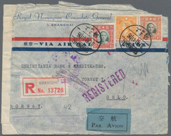 China: 1940/41, $6.40 Franking Tied "SHANGHAI 31.10.41" To Registered Clipper Air Mail Cover To Oslo - Autres & Non Classés