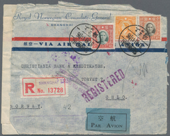 China: 1940/41, $6.40 Franking Tied "SHANGHAI 31.10.41" To Registered Clipper Air Mail Cover To Oslo - Sonstige & Ohne Zuordnung