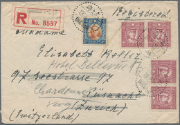 China: 1941/43, $4 Franking Tied "SHANGHAI 19.8.43" To Registered Cover (top 3mm Tear) To Switzerlan - Sonstige & Ohne Zuordnung