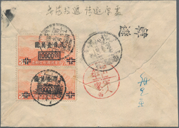 China: 1948, Airmail $10.000/30 C. (pair) Tied Bilingual "TUNGSHAN (SÜCHOW) 37.9.15" (Sept. 15, 1948 - Autres & Non Classés