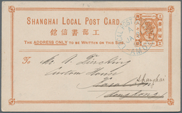 China - Shanghai: 1877, 20 Cash Brown Canc. Blue "LOCAL POST OFFICE AMOY A JA 21 94" To Diercking/Sh - Autres & Non Classés