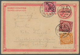 China - Ganzsachen: 1900, 1c Postcard To Germany (Han 1) Uprated By London Dragon 1c & 2c Tied By Sh - Postales