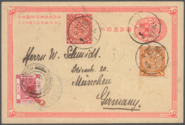 China - Ganzsachen: 1897, Card ICP 1 C. Uprated Coiling Dragon 1 C., 2 C. Tied Bilingual "SWATOW 17 - Postcards