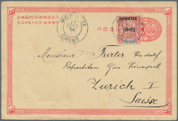 China - Ganzsachen: 1897, Card 1 C. ICP W. French Offices South China 4 F. / 10 C. "MONGTZE" Tied "M - Ansichtskarten