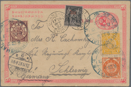 China - Ganzsachen: 1897, Card ICP 1 C. Uprated Tokyo Coiling Dragons ½ C., 1 C. And 2 C. Canc. Thre - Postkaarten