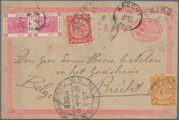 China - Ganzsachen: 1897, Stationery Card ICP 1 Cent Addressed To Brecht, Belgium, Bearing Coiling D - Cartes Postales