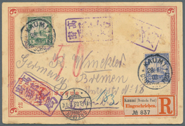 China - Ganzsachen: 1898, Reply Card CIP 1 C. Canc. Violet Tombstone "KAOMI / Post Office" (uprate P - Postales