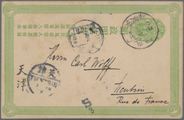 China - Ganzsachen: 1907, Card CIP 1 C Light Green Canc. Boxed "Chihli Anlingchen -.intercal.9", Via - Cartes Postales