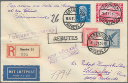 China - Flugpost: 1931, Incoming Airmail, Germany, Zeppeling 1 M. Etc. Total 1.55 M Tied "DRESEDEN 1 - Autres & Non Classés