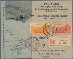 China - Flugpost: 1936, FFC China-Europe By SWAC & Air France, Great Wall Airmails 25 C., 30 C. Tied - Other & Unclassified