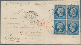 China - Fremde Postanstalten / Foreign Offices: France, 1853/60, Napoleon 20 C. Blue, A Block Of 4, - Other & Unclassified