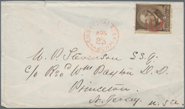 China - Fremde Postanstalten / Foreign Offices: USA, 1885, 5 C. Brown Canc. Red Bar W. Red "U.S. POS - Autres & Non Classés