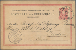 China - Besonderheiten: 1887, Incoming Mail, Germany Via Switzerland: Germany UPU Card 10 Pf. Canc. - Autres & Non Classés