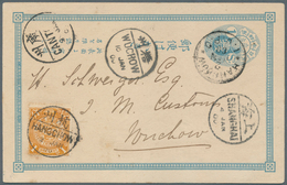 China - Besonderheiten: 1900, Japaneese Post In China, 1 Sen Blue Postal Stationery Card Cancelled B - Autres & Non Classés