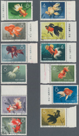 China - Volksrepublik: 1960, Goldfish (S38), Complete Set Of 12, CTO Used, Partially With Imprints, - Lettres & Documents