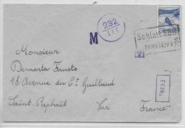 1943 - SUISSE - ENVELOPPE Avec CACHET De GARE SCHLATT S.B.B (RARE) + CENSURE ITALIENNE => ST RAPHAËL (VAR) - Poststempel