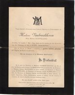 VP16.684 - RUEIL 1899 - Généalogie - Faire - Part De Décès De Mme VANBROECKHOVEN Née Marie RUFFELARD - Décès