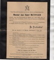 VP16.685 - COLOMBES 1926 - Généalogie - Faire - Part De Décès De Mr Jean Hubert MATHYSSEN - Obituary Notices