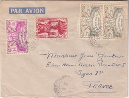 LETTRE. INDE. 9 AVRIL 1908. MARCEL FILLEAU DE ST HILAIRE PONDICHERY POUR ALBERTVILLE SAVOIE. 10c VIA BOMBAY-BRINDISI - Covers & Documents