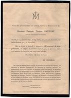 VP16.688 - VERSAILLES 1891 - Généalogie - Faire - Part De Décès De Mr F. T. GATINEAU Ancien Conseiller Municipal - Obituary Notices