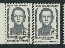 [31] Variété :  N° 1159 Simone Michel-Lévy à La Flame + Normal  ** - Varieteiten: 1950-59 Postfris