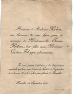 VP16.689 - FAUVILLE 1893 - Généalogie - Faire - Part De Mariage De Melle J. HEBERT Avec Mr G. FALOPPE ¨Pharmacien - Mariage