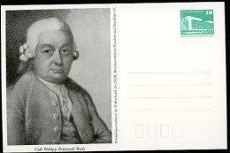 DDR PP18 B2/020 Privat-Postkarte CARL PHILIPP EMANUEL BACH Potsdam 1988  NGK 4,00 € - Cartoline Private - Nuovi
