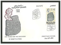 Egypt - 1999 - FDC - ( Découverte De La Pierre De Rosette, Bicent ) - Briefe U. Dokumente