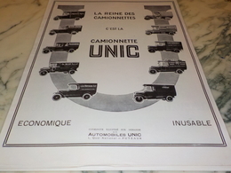 ANCIENNE PUBLICITE LA REINE DES  CAMIONNETTE UNIC   1927 AU PRINTEMPS - Camions