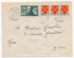 Enveloppe - Affr. Composé 12F Appert + Blason Poitou X3 - AIXE SUR VIENNE (Hte Vienne) 1955 - Covers & Documents