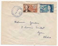 Enveloppe - Affr. Composé 10F Thimonnier + 5F Appert - MONESTIER DE CLERMONT (Isère) 1955 - Covers & Documents