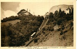 C.P.A.38.ISERE.SAIN THILAIRE DU TOUVET.ARRIVÉE DU FINICULAIRE.LE CHALET.L'EGLISE & LA DENT DE CROLLES. - Saint-Hilaire-du-Touvet