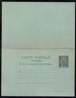 GUADELOUPE / 1892 ENTIER POSTAL AVEC REPONSE PAYEE 10/10 C NOIR / ACEP # 7 (ref LE3916) - Storia Postale