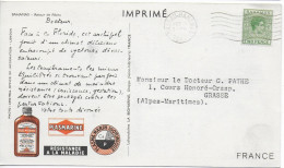 1952 - BAHAMAS -  CARTE POSTALE MEDICALE "PLASMARINE" De NASSAU => GRASSE (ALPES MARITIMES) - 1859-1963 Crown Colony