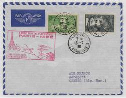 1938 - 1° VOL / FIRST FLIGHT - ENVELOPPE POSTE AERIENNE PARIS à NICE - Eerste Vluchten