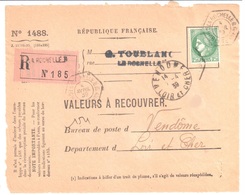 LA ROCHELLE B Charentes Mariti Devant Valeur à Recouvrer Reco N°1488 2,50F Cérés Yv 375 Ob 4 4 1939 HEXA D1d Auxiliaire - Cartas