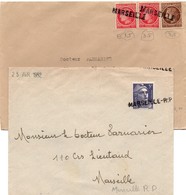 Marseille - 2 Griffes Oblitérantes Sur Gandon & Cérès De Mazelin - 1921-1960: Modern Period