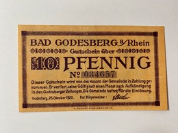 Allemagne Notgeld Godesberg 10 Pfennig - Collections