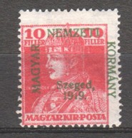 Hungary Szegedin 1919 Mi 22 MH Most With Expert Stamp - Szeged