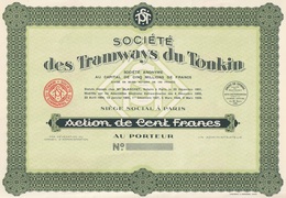 Indochine - Société Des Tramways Du Tonkin - Capital De 5 000 000 F / Action De 100 F - " Blanquette " - Azië