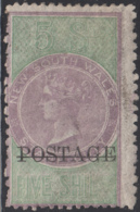 New South Wales 1885-86 MH Sc 72 5sh Victoria Perf 12 X 10 - Mint Stamps