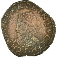 Monnaie, France, Charles X, Double Tournois, 1593, Dijon, TTB, Cuivre, CGKL:146 - 1589-1610 Enrique IV