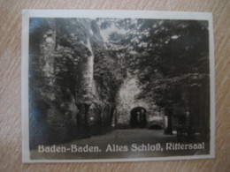 BADEN-BADEN Altes Schloss Rittersaal Castle Bilder Card Photo Photography (4x5,2 Cm) Baden GERMANY 30s Tobacco - Ohne Zuordnung
