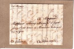 ITALIE - LETTRE DE PORT MAURICE ACHEMINEE PAR UN VOYAGEUR POSTEE A MONACO AVEC MARQUE MANUSCRIT POUR TARASCON - 1752 - ...-1885 Prephilately