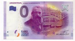 2017-1 FRANCE BILLET TOURISTIQUE  0 EURO SOUVENIR N°UEJM004247 ARGENTEUIL CLAUDE MONET Peintre - Essais Privés / Non-officiels