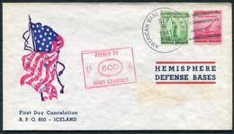 1941 Iceland USA Fieldpost American Base Forces A.P.O. 810 Patriotic Flag Censor Cover - Covers & Documents