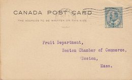 Canada Postal Stationery Ganzsache Entier EdVIII. TORONTO Ontario 1906 BOSTON Mass. United States - 1903-1954 Kings