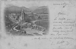 Lourdes        65       Vue Sur La Basilique. Carte Ayant Circulée En 1899   (voir Scan) - Lourdes