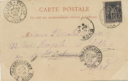 CP Envoyée à Villers Farlay Jura En 1900 Timbre Type Groupe Via St Amand Les Eaux . CP Pionnière Lyon - Villers Farlay